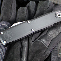 Microtech UTX-85 OTF Knife- GEN IV- Double Edge- Black Handle- Apocalyptic Finished Part Serrated Blade 12324-11 AP