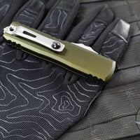 Microtech UTX-85 OTF Knife- GEN IV- Double Edge- OD Green Handle- Stonewash Part Serrated Blade 12324-11 OD