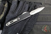 Microtech UTX-85 OTF Knife- GEN IV- Double Edge- Black Handle- Stonewash Part Serrated Blade 12324-11