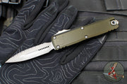 Microtech UTX-85 OTF Knife- GEN IV- Double Edge- OD Green Handle- Apocalyptic Full Serrated Blade 12324-12 APOD