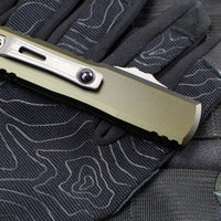 Microtech UTX-85 OTF Knife- GEN IV- Double Edge- OD Green Handle- Apocalyptic Full Serrated Blade 12324-12 APOD