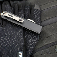 Microtech UTX-85 OTF Knife- GEN IV- Double Edge- Black Handle- Apocalyptic Full Serrated Blade 12324-12 AP