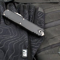 Microtech UTX-85 OTF Knife- GEN IV- Double Edge- Black Handle- Apocalyptic Full Serrated Blade 12324-12 AP
