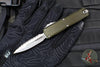 Microtech UTX-85 OTF Knife- GEN IV- Double Edge- OD Green Handle- Stonewash Full Serrated Blade 12324-12 OD