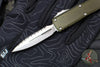 Microtech UTX-85 OTF Knife- GEN IV- Double Edge- OD Green Handle- Stonewash Full Serrated Blade 12324-12 OD
