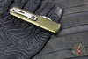Microtech UTX-85 OTF Knife- GEN IV- Double Edge- OD Green Handle- Stonewash Full Serrated Blade 12324-12 OD