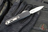 Microtech UTX-85 OTF Knife- GEN IV- Double Edge- Black Handle- Stonewash Full Serrated Blade 12324-12