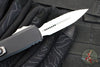 Microtech UTX-85 OTF Knife- GEN IV- Double Edge- Black Handle- Stonewash Full Serrated Blade 12324-12