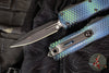 Microtech UTX-85 OTF Knife- GEN IV- Double Edge- Blue X-51 Finished Handle- Distressed Black Plain Edge Blade 12324-1 BLX51S