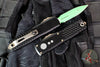Microtech UTX-85 OTF Knife- GEN IV- Double Edge- Jedi Master Finished Handle- Green Plain Edge Blade 12324-1 JM