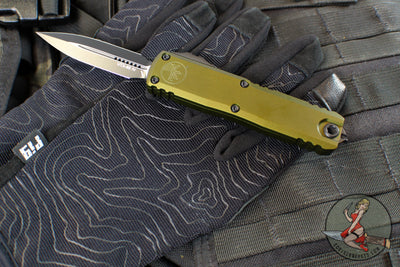 Microtech UTX-85 OTF Knife- GEN IV- Double Edge- OD Green Handle- Black Blade 12324-1 OD