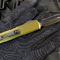 Microtech UTX-85 OTF Knife- GEN IV- Double Edge- OD Green Handle- Black Blade 12324-1 OD
