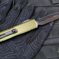 Microtech UTX-85 OTF Knife- GEN IV- Double Edge- OD Green Handle- Black Blade 12324-1 OD