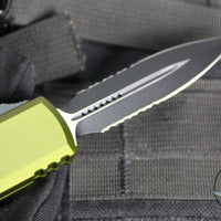 Microtech UTX-85 OTF Knife- GEN IV- Double Edge- OD Green Handle- Black Part Serrated Blade 12324-2 OD