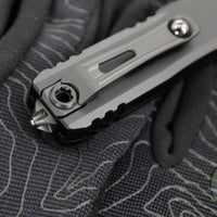 Microtech UTX-85 OTF Knife- GEN IV- Double Edge- Tactical- Black Handle- Black Part Serrated Blade 12324-2 T