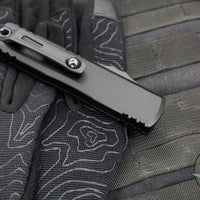 Microtech UTX-85 OTF Knife- GEN IV- Double Edge- Tactical- Black Handle- Black Part Serrated Blade 12324-2 T