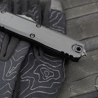 Microtech UTX-85 OTF Knife- GEN IV- Double Edge- Tactical- Black Handle- Black Part Serrated Blade 12324-2 T