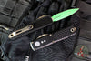 Microtech UTX-85 OTF Knife- GEN IV- Double Edge- Jedi Master Finished Handle- Green Full Serrated Edge Blade 12324-3 JM