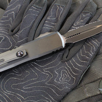 Microtech UTX-85 OTF Knife- GEN IV- Double Edge- Tactical- Black Handle- Black Full Serrated Blade 12324-3 T
