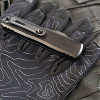 Microtech UTX-85 OTF Knife- GEN IV- Double Edge- Tactical- Black Handle- Black Full Serrated Blade 12324-3 T