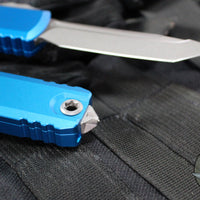 Microtech UTX-85 OTF Knife- GEN IV- Tanto Edge- Blue Handle- Apocalyptic Finished Blade 12334-10 APBL