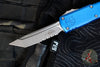Microtech UTX-85 OTF Knife- GEN IV- Tanto Edge- Blue Handle- Apocalyptic Part Serrated Blade 12334-11 APBL