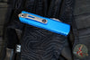 Microtech UTX-85 OTF Knife- GEN IV- Tanto Edge- Blue Handle- Apocalyptic Part Serrated Blade 12334-11 APBL