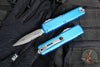 Microtech UTX-85 OTF Knife- GEN IV- Double Edge- Blue Handle- Apocalyptic Part Serrated Blade 12324-11 APBL