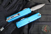 Microtech UTX-85 OTF Knife- GEN IV- Double Edge- Blue Handle- Apocalyptic Part Serrated Blade 12324-11 APBL
