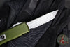 Microtech UTX-85 OTF Knife- GEN IV- Tanto Edge- OD Green Handle- Stonewash Part Serrated Blade 12334-11 OD