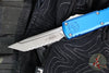 Microtech UTX-85 OTF Knife- GEN IV- Tanto Edge- Blue Handle- Apocalyptic Full Serrated Blade 12334-12 APBL