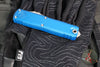 Microtech UTX-85 OTF Knife- GEN IV- Tanto Edge- Blue Handle- Apocalyptic Full Serrated Blade 12334-12 APBL