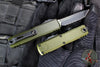 Microtech UTX-85 OTF Knife- GEN IV- Tanto Edge- OD Green Handle- Black Finished Part Serrated Blade 12334-2 OD
