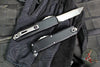 Microtech UTX-85 OTF Knife- GEN IV- Tanto Edge- Black Handle- Stonewash Full Serrated Blade 12334-12