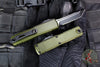 Microtech UTX-85 OTF Knife- GEN IV- Tanto Edge- OD Green Handle- Black Finished Full Serrated Blade 12334-3 OD