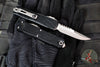 Microtech UTX-85 OTF Knife- GEN IV- Interceptor Edge- Black Topographic Patterned Handle- Stonewash Finished Blade 12354TP-10 S