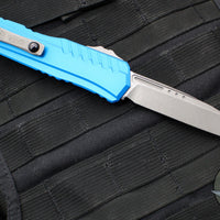 Microtech Cypher II 2024- Single Edge- Blue Handle- Apocalyptic Plain Edge Blade 1241-10 APBL