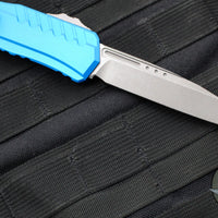 Microtech Cypher II 2024- Single Edge- Blue Handle- Apocalyptic Plain Edge Blade 1241-10 APBL