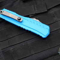 Microtech Cypher II 2024- Single Edge- Blue Handle- Apocalyptic Plain Edge Blade 1241-10 APBL