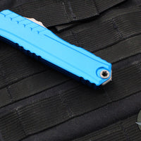 Microtech Cypher II 2024- Single Edge- Blue Handle- Apocalyptic Plain Edge Blade 1241-10 APBL