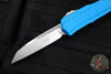 Microtech Cypher II 2024- Single Edge- Blue Handle- Stonewash Plain Edge Blade 1241-10 BL