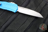 Microtech Cypher II 2024- Single Edge- Blue Handle- Stonewash Plain Edge Blade 1241-10 BL