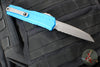 Microtech Cypher II- Single Edge- Blue Finished Handle- Apocalyptic Part Serrated Edge Blade 1241-11 APBL