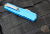 Microtech Cypher II- Single Edge- Blue Finished Handle- Apocalyptic Part Serrated Edge Blade 1241-11 APBL