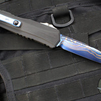 Microtech Cypher II 2024- Single Edge- Black Handle- Blued Baker Forge Coppermai Damascus Blade 1241-1 16 MS1