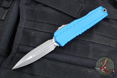 Microtech Cypher II 2024- Double Edge- Blue Finished Handle- Apocalyptic Plain Edge Blade 1242-10 APBL