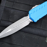 Microtech Cypher II 2024- Double Edge- Blue Finished Handle- Apocalyptic Plain Edge Blade 1242-10 APBL