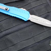 Microtech Cypher II 2024- Double Edge- Blue Finished Handle- Apocalyptic Plain Edge Blade 1242-10 APBL