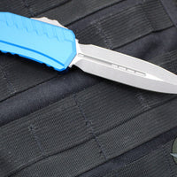 Microtech Cypher II 2024- Double Edge- Blue Finished Handle- Apocalyptic Plain Edge Blade 1242-10 APBL