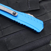 Microtech Cypher II 2024- Double Edge- Blue Finished Handle- Apocalyptic Plain Edge Blade 1242-10 APBL